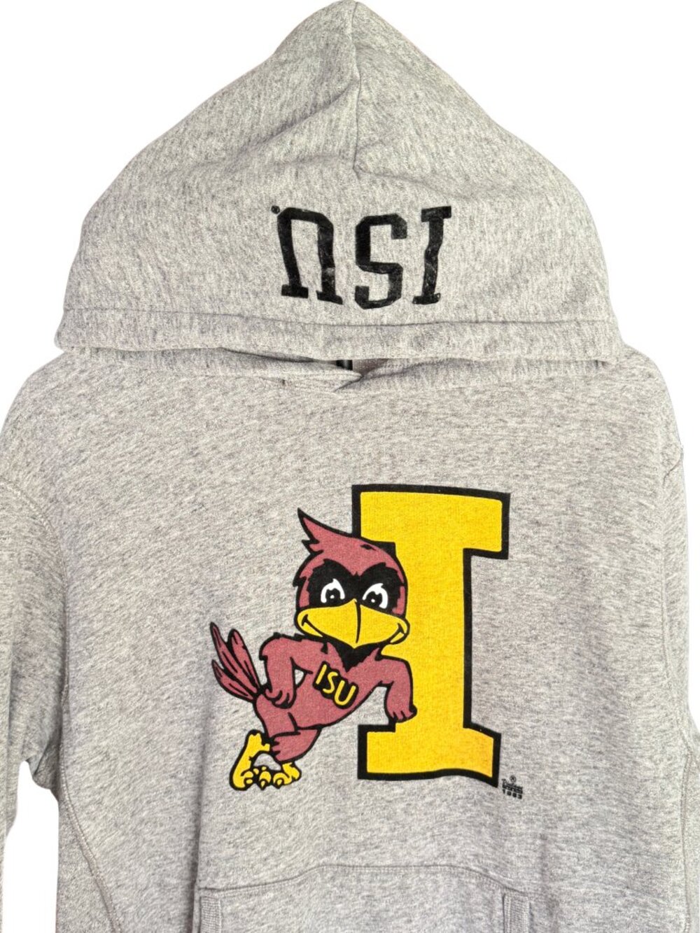 Tailgate LG Grey Hooded Sweatshirt Iowa State Cyclones Vintage 1983 Print Mascot